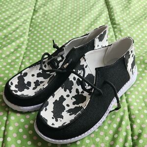 Black and White Cow Print Shoes